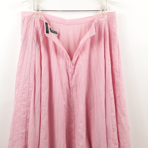 Lauren Ralph Lauren Pink Pleated Skirt Long 12 - Picture 8 of 14